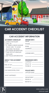 car accident checklist to keep in your vehicle