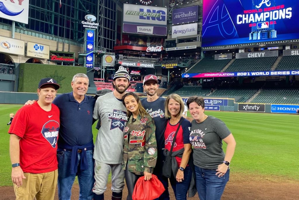 Dansby Swanson and family after winning game 6 of World Series
