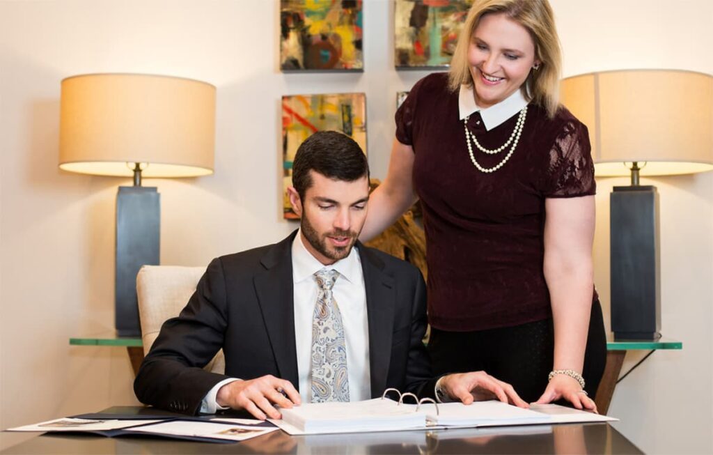 law firm staff members working