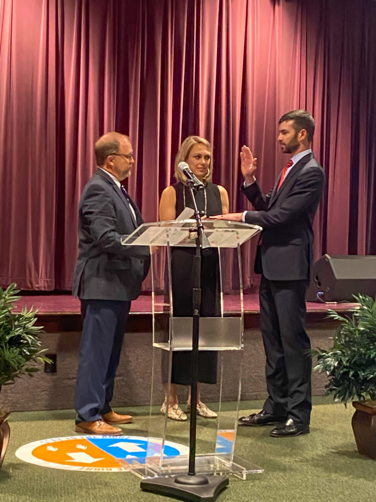 Chase Swanson being sworn in as President of Cobb Bar Association