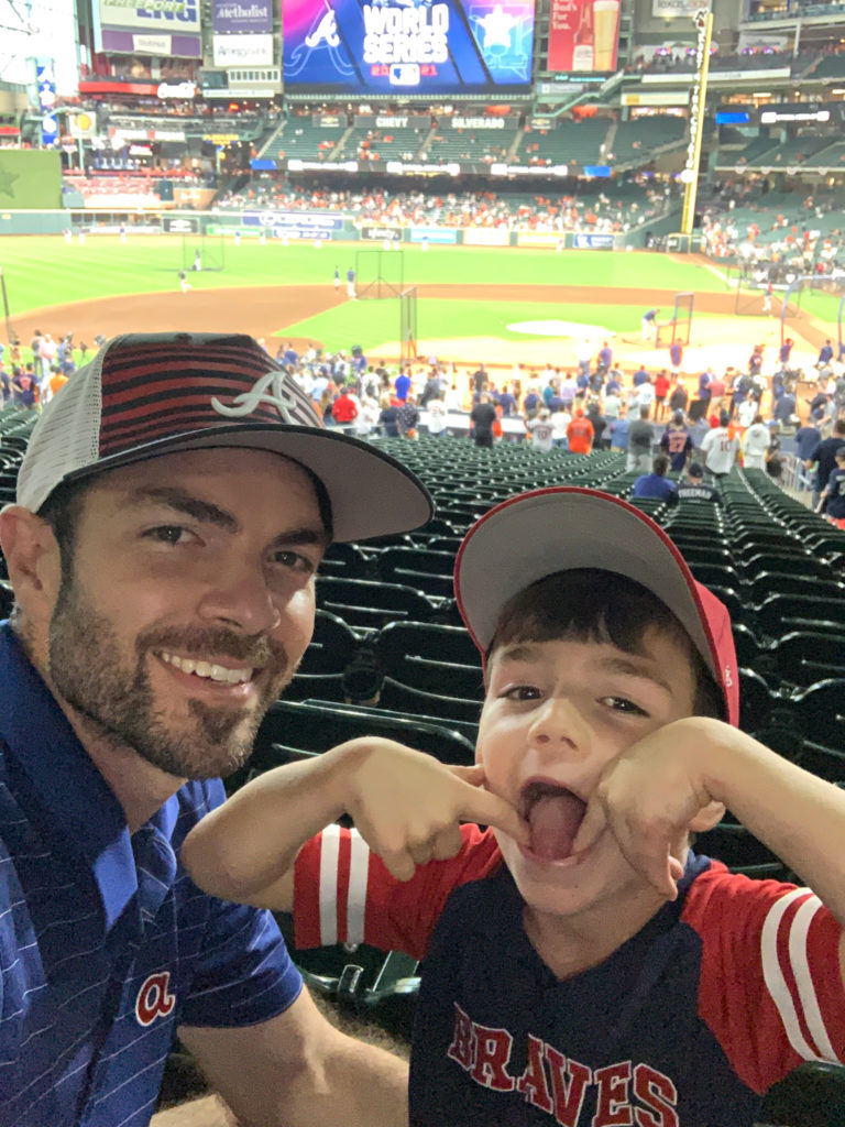 Chase and his son, Tucker, at the World Series