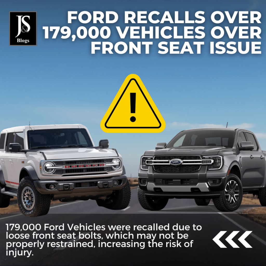 Ford Recalls Over 179,000 Vehicles Over Front Seat Issue